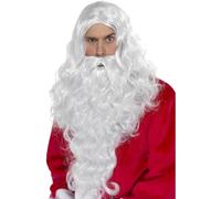 Smiffys Kit de disfraz de Papá Noel, Blanco, con peluca y barba
