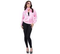 Smiffys Kit de disfraz rosa para mujer, disfraz oficial de chaqueta rosa con bufanda y lentes de sol, traje de grasa Rockabilly de los años 50 para despedida de soltera, temática de películas y