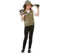 Smiffy's Kit de explorador Marrón con chaleco, sombrero y binoculares – Halloween/Carnaval