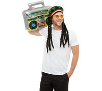 Smiffys Kit de jamaicano, Gorro con rastas largas, gafas y radio inflable Halloween