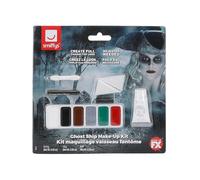 Smiffys Kit de maquillaje de barco fantasma, maquillaje verde, blanco, marrón, gris y rojo, lápiz negro, aplicador y 2 esponjas Halloween, Carnaval
