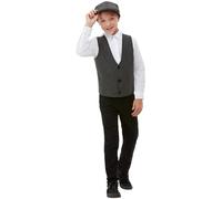 Smiffys Kit de niño gánster de los años 20, Gris, con chapa y chaleco Halloween, Carnaval