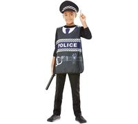 Smiffys Kit de policia, Tabardo, sombrero y porra Halloween, Carnaval