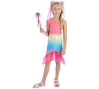 Smiffys Kit de sirena mágica, rosa, con falda, diadema y varita Halloween, Carnaval
