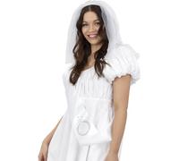 Smiffys Kit de velo y banda de novia, blanco con diseño de anillo de diamante, accesorios de despedida de soltera, juego de traje de despedida de soltera, talla única