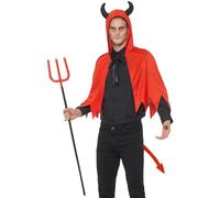 Smiffys Kit diablo, Rojo, con capa, cuernos, tridente desmontable & cola Halloween, Carnaval