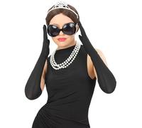 Smiffys Kit diva Tiffany, gafas de sol, Tiara de plástico, collar de perlas y guantes largos