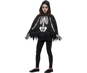 Smiffys Kit esqueleto, Negro & Blanco, con capa & guantes Halloween, Carnaval