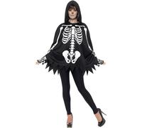 Smiffys Kit esqueleto, unisex, Negro, con poncho & guantes Halloween