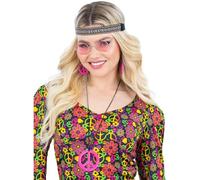 Smiffys Kit hippy, con banda para el pelo, gafas y joyas Halloween, Carnaval