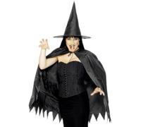 Smiffys Kit instantáneo de bruja, con capa, sombrero y nariz