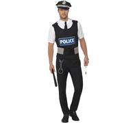 Smiffys Kit instantáneo de policía, con chaleco, camisa postiza, sombrero y esposas Halloween