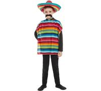 Smiffys Kit instantáneo mexicano, Multicolor, con poncho y sombrero típico