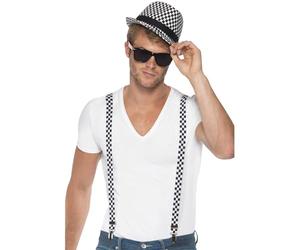 Smiffys Kit instantáneo ska dos tonos, con tirantes y gorro Halloween, Carnaval