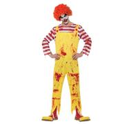 Smiffys Disfraz payaso terrorífico asesino, Amarillo & Rojo, con mono Halloween, Carnaval