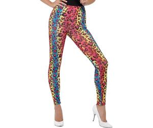 Smiffys Mallas con estampado leopardo neón Halloween, Carnaval