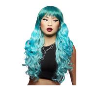 Smiffys Peluca Manic Panic® Mermaid™ Ombre Siren™, con puntas largas rizadas, puede estilizarse con calor