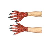 Smiffys Manos del diablo, látex, rojo, accesorio de disfraz de Halloween, accesorios de disfraz de diablo