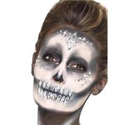 Smiffys Maquillaje FX Smiffys, Joyas Faciales, Plateadas, Pack de 100, en Envoltorio Transparente Halloween