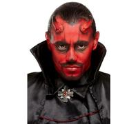 Smiffys Maquillaje Smiffys FX, kit de diablo, Aqua, Rojo y negro, pintura facial, cuernos, esponja y aplicador Halloween, Carnaval