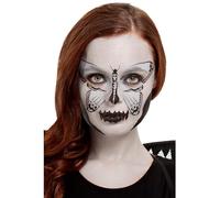 Smiffys Maquillaje Smiffys FX, kit de polilla de flores oscuras, Aqua, Gris, pintura facial, láminas, aplicador y esponja Halloween, Carnaval