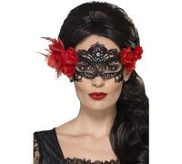 Smiffys Máscara De Encaje Filigrana Calavera De Día De Muertos Negra