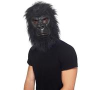 Smiffys Máscara de gorila, negro, con pelo, gomaespuma de látex