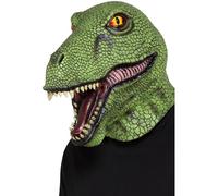 Smiffys Máscara de Látex de Dinosaurio, Verde, Sobre la Cabeza Halloween
