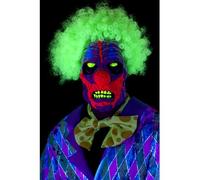 Smiffys Máscara de payaso de luz negra UV, Multicolor, Látex, cubre la cabeza, con pelo