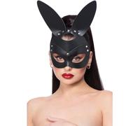 Smiffys Máscara negra de conejo en símil piel, con hebilla Halloween, Carnaval