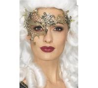 Smiffys Media semimáscara de fantasma deluxe con filigrana metálica, Dorada Halloween