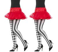 Smiffys Medias de arlequín, blanco y negro Halloween, Carnaval (Paquete de 2)
