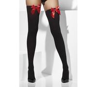 Smiffys Medias opacas, negras, con lazos rojos Halloween, Carnaval