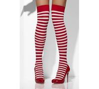 Smiffys Medias opacas, rojas y blancas, a rayas Halloween, Carnaval