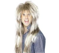 Smiffys Mega peluca de corte mullet de los 80, rubia y marrón
