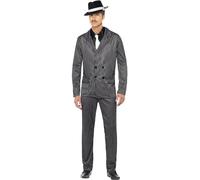 Smiffys Men's Gangster Costume, Jacket and Pants, Shirt Front and Tie