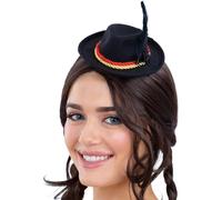 Smiffys Mini sombrero de trenker bávaro, negro con pinzas para el pelo, disfraz de papel de fiesta, sombreros de vestir para adultos