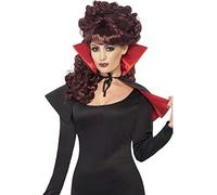 Mini Vamp Capa Rojo Negro Cuello Alto Halloween Mujer Accesorio de Disfraz