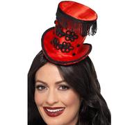 Smiffys Minisombrero de director de circo, Rojo, en diadema