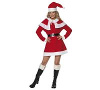 Smiffys Miss Santa Fleece Costume, Red (Size S)