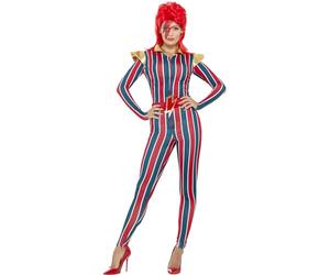 Smiffys Miss Space - Disfraz de superestrella, multicolor con mono y cinturón, disfraz de discoteca de los años 70, disfraces para adultos