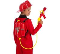 Smiffys Mochila pistola de agua de bombero, roja, De largo alcance