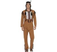 Smiffys Native American Inspired Warrior Costume, Brown (Size S)