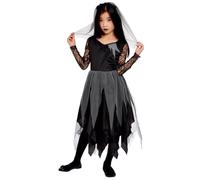 Smiffys Novia zombi, Negro, Vestido y diadema velada Halloween