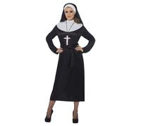 Smiffys Disfraz de monja, negro, con vestido y velo Halloween, Carnaval