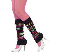 Smiffy's Official Smiffys legwarmers, Fancy dress 80s accessory, Includes neon legwarmers with black stripes Halloween