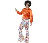 Smiffys Pantalones acampanados buena onda años 60, para hombre, multicolor Halloween, Carnaval