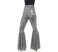 Smiffys Pantalones acampanados, plateado, para mujer