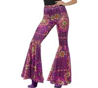 Smiffys Pantalones acampanados, rosa, psicodelia para mujer Halloween, Carnaval