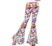 Smiffys Pantalones Campana Para Disfraz Dama Multicolor Retro Disco 60s 70s